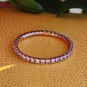 14k Rose Gold Eternity Diamond Band Ring Size 9